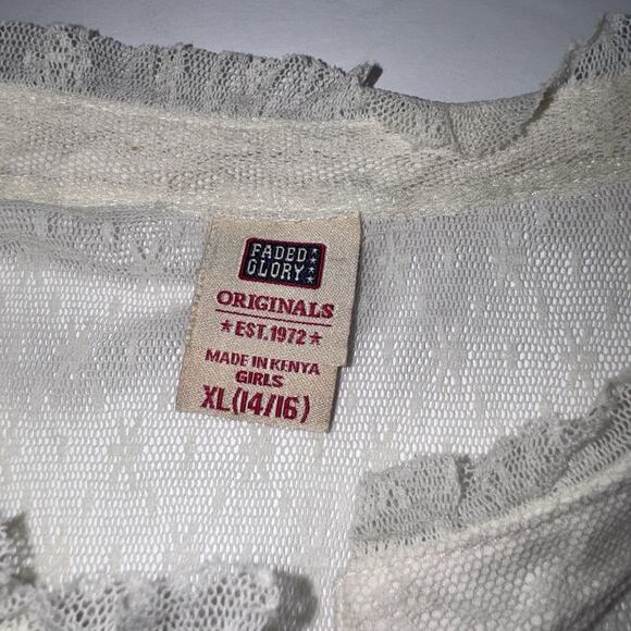 Faded Glory Vintage Lace Sheer Tank XL 14-16 Top Boho Chic Retro Y2k Fairy - Picture 3 of 6